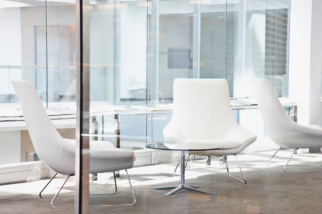 Chairs in modern office lobby